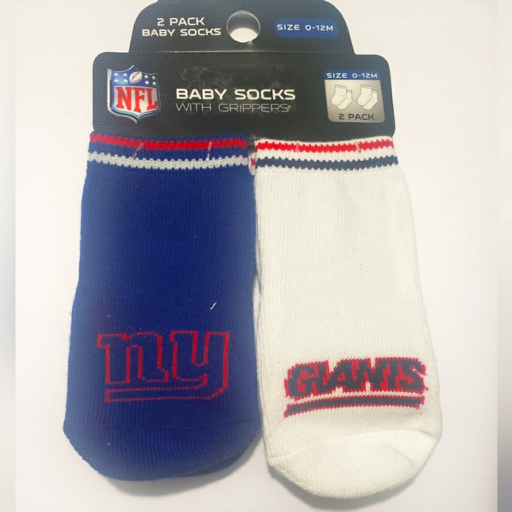 NFL NY Giants Baby Socks with grippers 0-12 months by Skidders